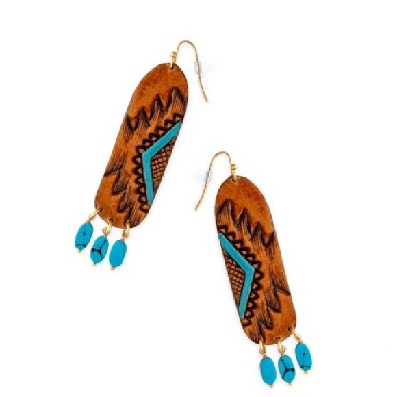 NWT Totem Hand-Tooled Leather Earrings - Picture 3 of 4